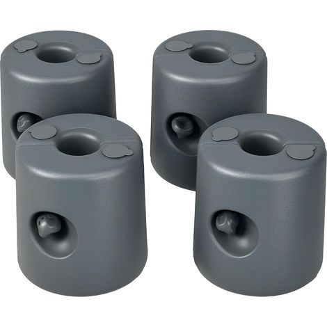 Lot de 4 Pieds de tonnelle Pop-up remplis d'eau ou de Sable Pieds de Sol pour pavillon en HDPE avec vis de sécurité, Gris (1/5)