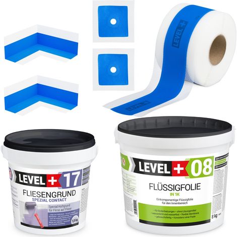 LEVEL+ Dichtset für Duschabdichtung Bad Dichtband Flüssigfolie 8kg SET335 (1/4)