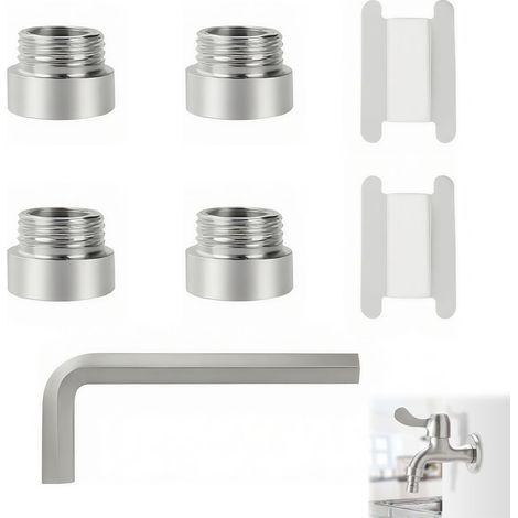 4 Pièces Rallonge de Robinet 1/2", Rallonge filetée pour valve d'angle - Rallonge de pommeau de douche - Raccord de robinet de jardin (Acier inoxydable, 1/2" x10mm(4PCS) + Clés allen sphérique) (1/5)