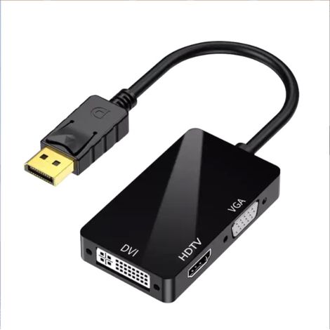 Adaptateur DisplayPort vers HDTV VGA DVI Adaptateur DP vers VGA DVI HDTV 3 en 1 Câble mâle vers femelle pour PC, ordinateur portable, TV, projecteur (1/4)