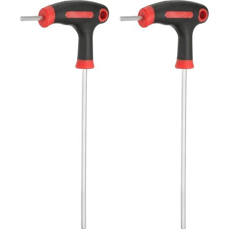 2Pcs Clé Hexagonale À Poignée En T 4mm Métrique Cr-V Rouge Noir (1/5)
