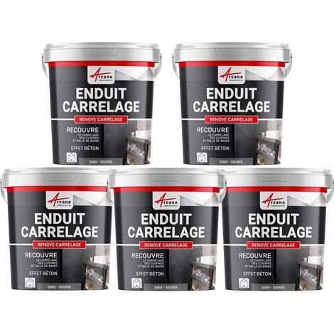 Enduit carrelage, salle de bain, cuisine, mural et sol, recouvre et rénove, faïence, masquage, renove carrelage - Offre Spéciale : 5 x 20KG Souris - ARCANE INDUSTRIES