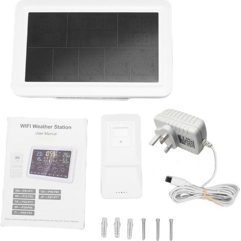 Station Météo Intérieure Extérieure Sans Fil WiFi avec Capteur, Horloge Atomique, Affichage Couleur, Baromètre, Prédiction Météo (1/5)