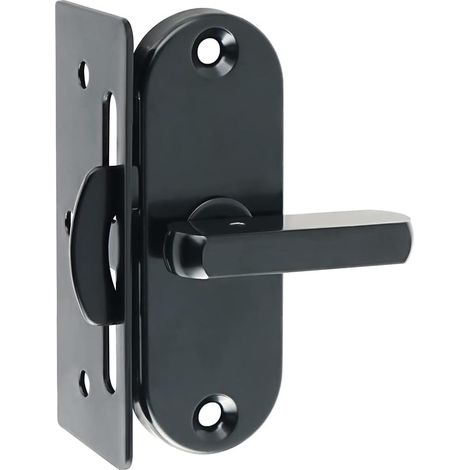 Verrou de porte coulissante à 90 degrés en acier inoxydable avec boucle incurvée - Noir (1/4)
