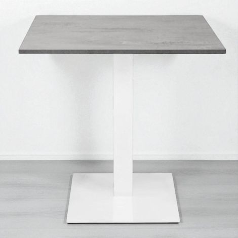 Tavolo bar ristorante 80x80 cm base bianca piano laminato Cemento H 75 (1/5)
