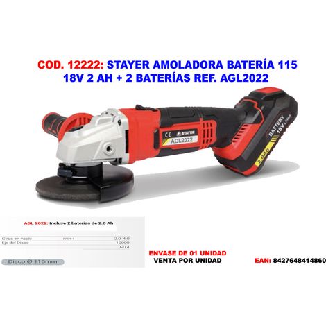 Meuleuse Professionnelle STAYER Finst 115mm 18V 2Batterie 2Ah