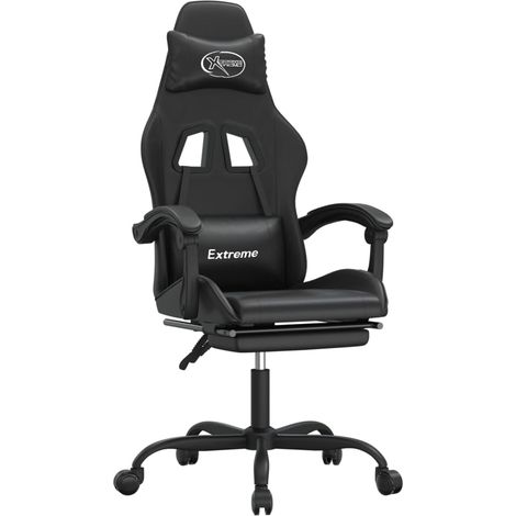 Maison Exclusive - Chaise de jeu avec repose-pied Noir Similicuir