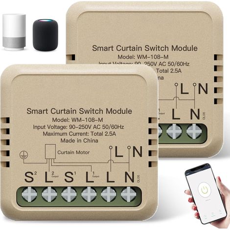 Modules Interrupteur Volet Roulant Wi-Fi Smart avec Pourcentage Réglage Relais Minuterie Volet Roulant pour Moteur Volet Roulant compatible avec Smart Life (1/5)