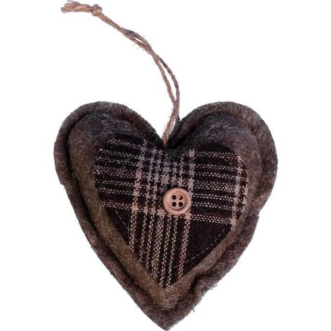 Decorazione natalizia, ciondolo a forma di cuore, in tessuto, 10 cm, marrone (1/2)