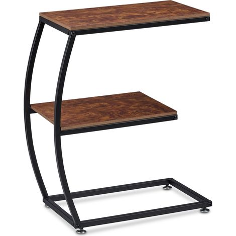Tavolino da salotto con 2 ripiani dal design moderno 80 x 40 x 60 cm in metallo nero 130009991