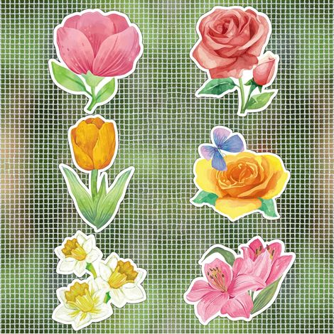 6 Pairs Floral Porte Moustiquaire Magnétique Saver, Screen Door Magnets Protector, Mosquito Net Repair Deux Faces Décorative, Moustiquaire Porte Fenetre Magnétique Tips pour Mère Grands-mère (1/5)