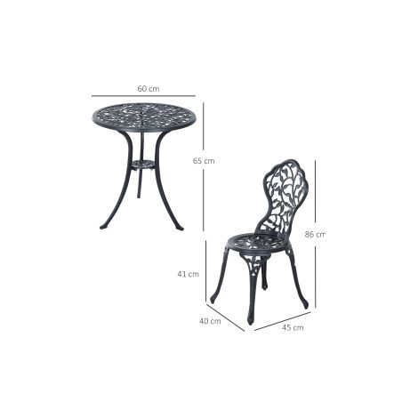 Ensemble bistro pour 2 personnes, ensemble mobilier de balcon avec table bistro et 2 chaises, noir, idéal pour jardin et terrasse (1/5)