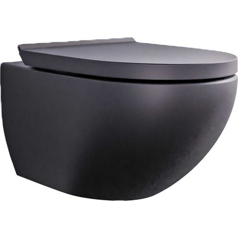 BERNSTEIN - WC suspendu sans rebord, abattant avec mécanisme de fermeture douce - Noir mat - 36,5x32x57,5 (LxHxP) - E-9030