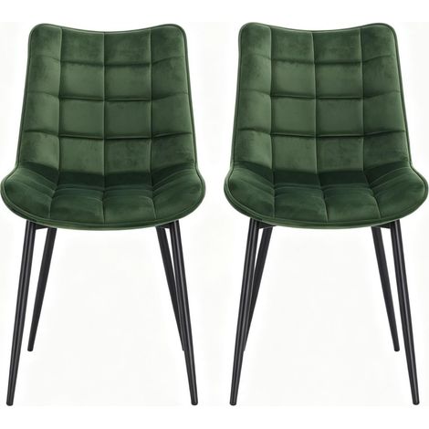 Set di 2 sedie da pranzo in velluto verde scuro 46x39x85,5 cm FloraGrace (1/5)