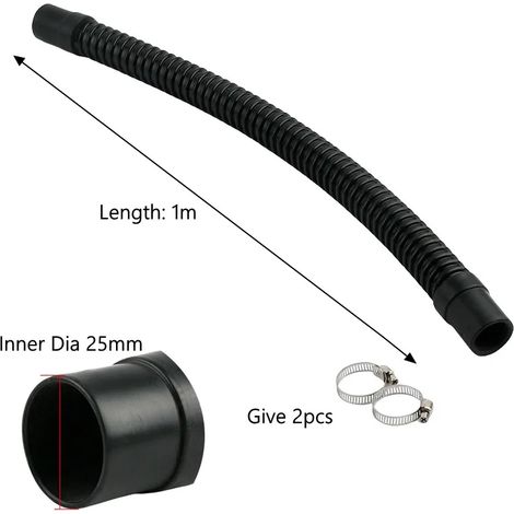 Tuyau annelé pour aquarium (25 mm x 1 m - 1 pièce) avec embouts en caoutchouc souple et sortie d'eau. (1/5)