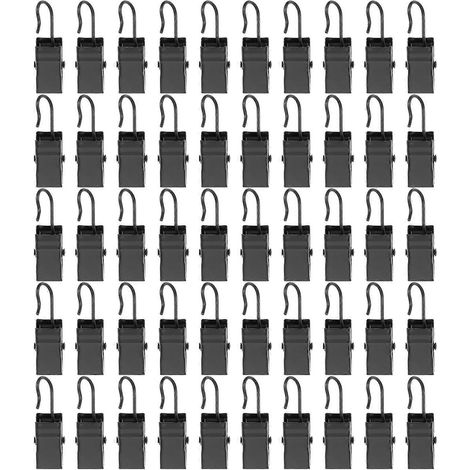 50 pinces à rideaux en acier, crochets et clips pour rideaux-3X1CM-Black (1/3)