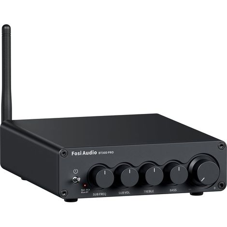 Mini Amplificateur Bluetooth Hi-FI avec TPA3255, 165 W x2 + 350 W Ampli de Caisson de Basses 2.1CH, pour Haut-Parleurs d'étagère d'Extérieur, Caissons de Basses (1/5)