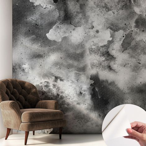 Papier peint autocollant décoratif à motifs pour salon chambre et bureau Tapete adhésif pour décoration Nuages gris 250x250 cm (1/5)