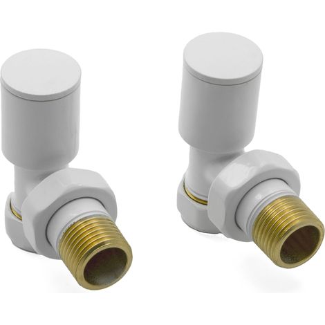 Reina Portland Angled Radiator Valves Pair 15mm - White (1/2)