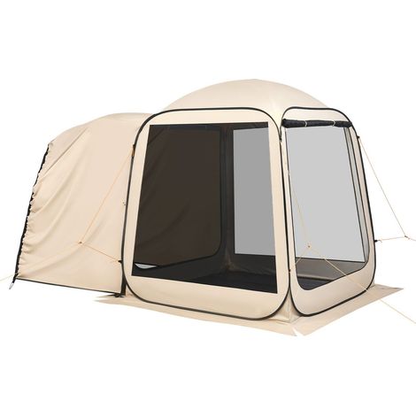 Pop-Up SUV Heckklappenzelt 4-6 Personen 182x182x220cm Tragbares Moskitonetz Pavillon für Auto Camping Beige (1/5)