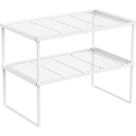 Étagère de rangement empilable en métal pour cuisine, blanc (1/5)