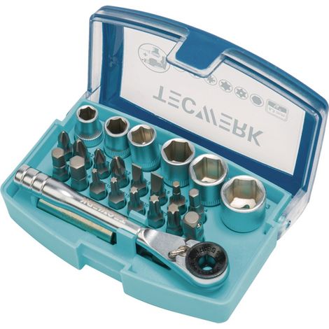TECWERK Bit-/Steckschlüsselset 24-tlg.Schlitz/PH/PZD/T/Knarre/6 Nüsse TECWERK