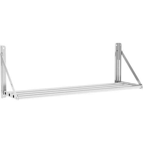 Mensola professionale pieghevole a parete con barre 100 x 30 cm 40 kg acciaio inox 140001564