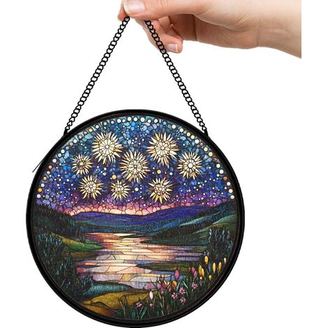 30 cmAttrape-soleil vitrail fleurs oiseaux abeille suspendu, décoration maison jardin, cadeau Noël (1/5)
