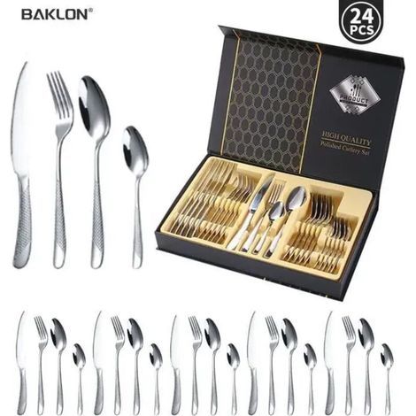 – 24-teiliges Besteckset aus 18/10-Edelstahl – Service für 6 Personen – Spülmaschinenfest – Elegante Geschenkbox (1/5)