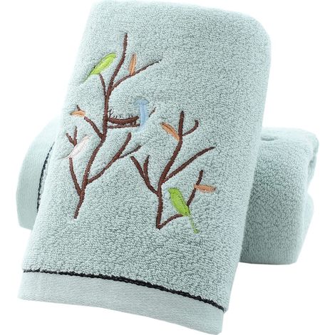 Serviette De Bain - 100 % Coton - Motif Pointillé - Doux Et Absorbant - Pour Salle De Bain Cuisine Spa - Lot De 2