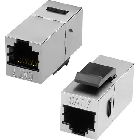Cat7 RJ45 Keystone Jack RJ45 Network Connector 8P8C Female to Female 10Gbps 600MHz Shielded Ethernet Adapter Standard Wall Plate LAN Patch Panel (1/5)