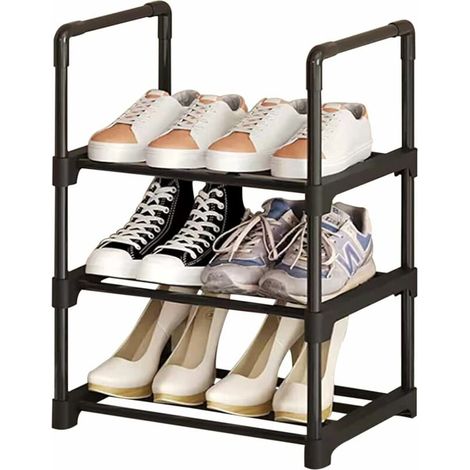 Etagere A Chaussures - 3 Niveaux - Acier Galvanise Et Plastique - Pour Entree Couloir Placard - 60 x 25 x 90 cm - 1 Piece (1/5)