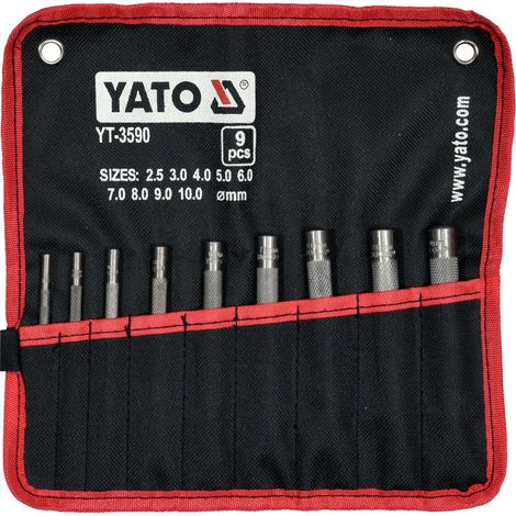 Jeu de 9 emporte pieces ronds yato 2,5 - 10 mm, poincons de decoupe joints