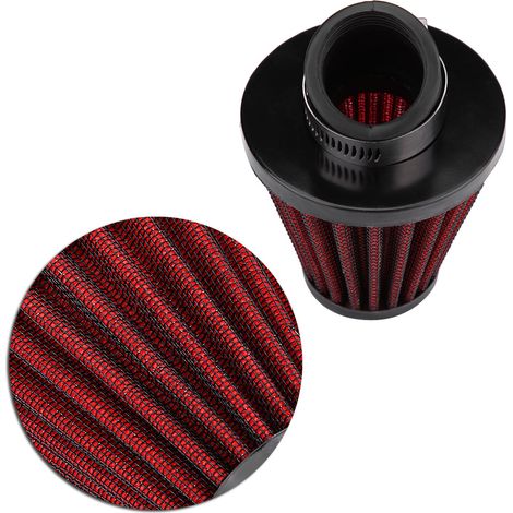Filtre à air moto coude 45° universel 35mm rouge, nettoyeur admission d'air compatible motocyclette, raccord 1,4 pouce (1/5)