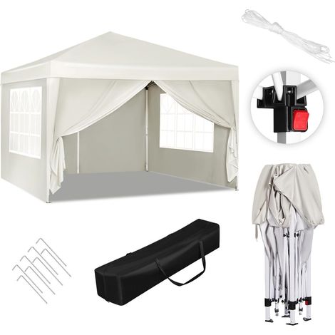Woltu – Tonnelle de jardin 3x3m – Auvent pliable imperméable – Protection UV 50+ – Hauteur réglable 250/254/258cm – Tissu Oxford 210D