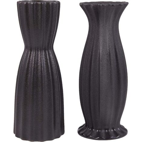 Ensemble de 2 vases à fleurs noirs, vases décoratifs en céramique de 20 cm (8 pouces), idée cadeau pour une table, un centre de table, un salon ou un bureau. (1/5)