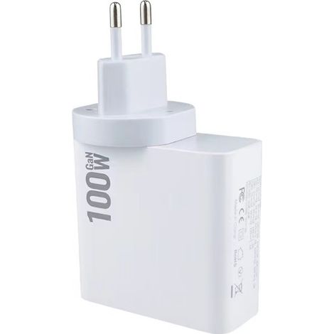 Chargeur rapide GaN 100W, adaptateur universel PD 100W pour ordinateur portable et téléphone avec connecteur de prise européenne (1/5)