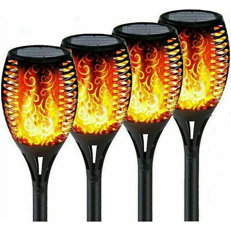 6pcs 12 Led Lumières solaires de flamme en plein air, Ip65 étanche Lumière solaire de jardin (1/5)