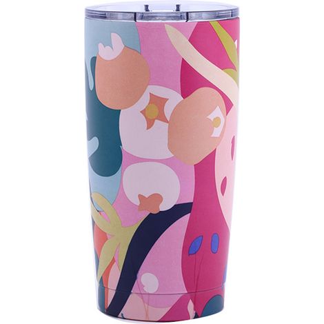 1 tasse isotherme, étanche, double paroi en acier inoxydable, couvercle à vis avec joint en silicone, usage voyage/bureau/extérieur (1/5)