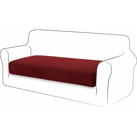 Stretch Cushion Cover Sofa Cushion, Furniture Protector Cover 2 Seater Cushion Cover for Chair (2 Seater, Dark Red) (1/4)