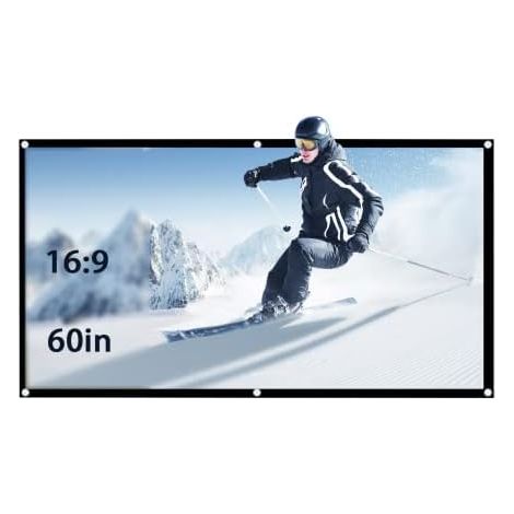 Écran de Projection, écran de Projection pour Rideau 40-120 Pouces en Polyester Blanc et Doux, épaisseur 16: 9, pour projecteur extérieur/intérieur/de Camping(60in) (1/5)