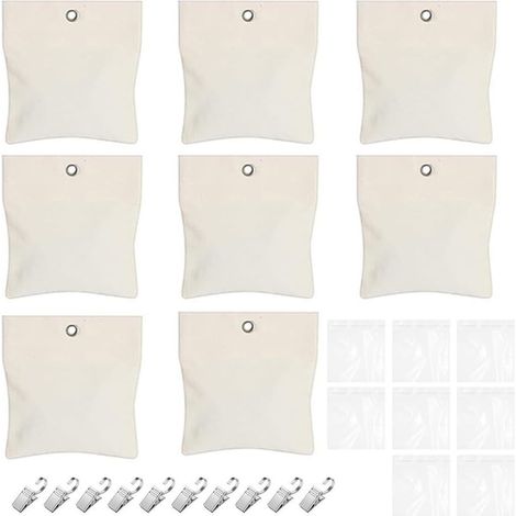Lot de 8 sacs de sable pour rideaux d'extérieur coupe-vent (gris clair, 8 pièces) Lot de 8 sacs de sable, 1,7 kg chacun, design coupe-vent, crochets robustes, options noir et beige (1/5)