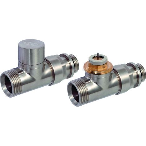 Flamco Design Thermostat-Ventil-Set Durchgang D3805 G 1/2" Außengewinde x G 3/4" Außengewinde Eurokonus, Messing, Edelstahl