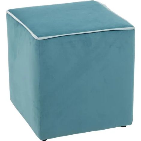 Pouf Zeno velluto ottanio - bordo azzurro