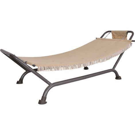 AMACA BEIGE 232X96X78HCM CON STRUTTURA GRIGIA