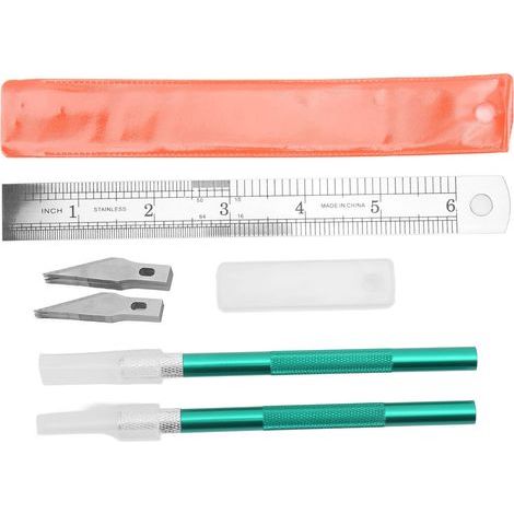 Exacto Bastelmesserset mit 20 Klingen und Stereotyp-Lineal – Grünes DIY-Schnitzwerkzeug (1/5)