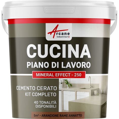 Microcemento cucina: per piano di lavoro e pavimento della cucina - 5 m² (in 2 strati) Arancione Rame Annatto - ARCANE INDUSTRIES