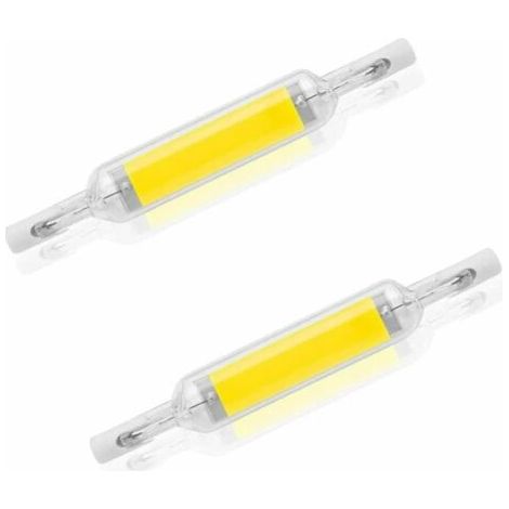 Lot de 2 ampoules LED R7S 10 W 78 mm à intensité variable blanc froid 6000-6500 K 100 W halogène J78 de remplacement, tube de base R7S à double extrémité, angle de faisceau 360, économie d'éner (1/5)