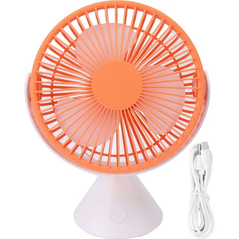 Ventilateur de Bureau 3 Vitesses USB, Rotation 360° pour Tente/Camping, Double Usage Table/Plafond, Batterie 1500mAh, Couleur Orange (1/5)