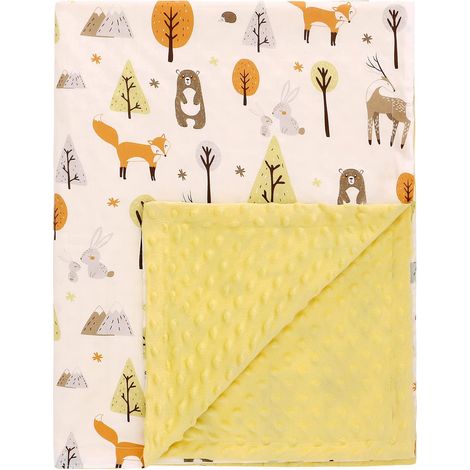 Couverture Douillette pour Bébé 100% Coton en Polaire 75x100cm, Couverture Bébé à Double Face (Renard) (1/5)